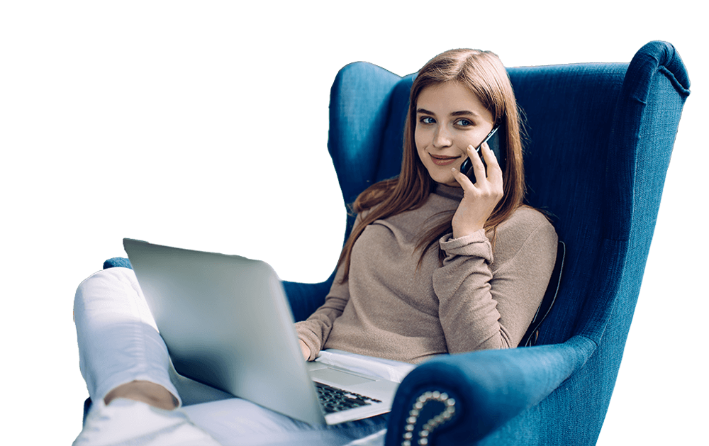 Woman Distracted From Work On Laptop While Talking Nobg